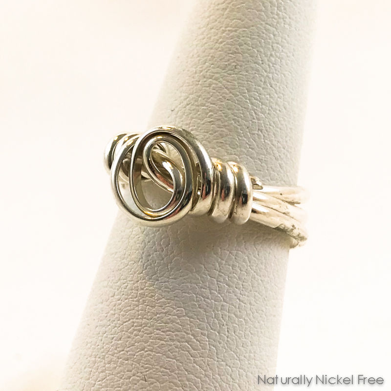 Flower Button Sterling Silver Wire Wrapped Ring