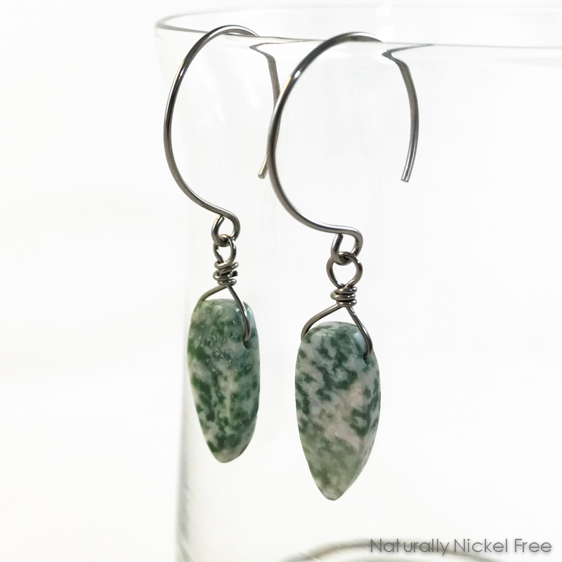 Green Leaf Jasper Niobium Earrings