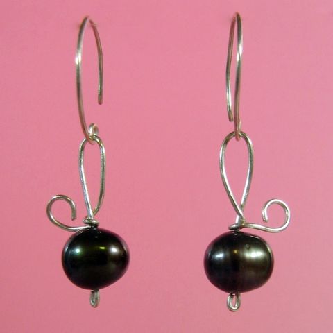 Bronze,Pearl,Earrings, Pearl, Sterling, Sterling Silver, Silver, Pierced, OOAK, Handcrafted, Handmade, wire