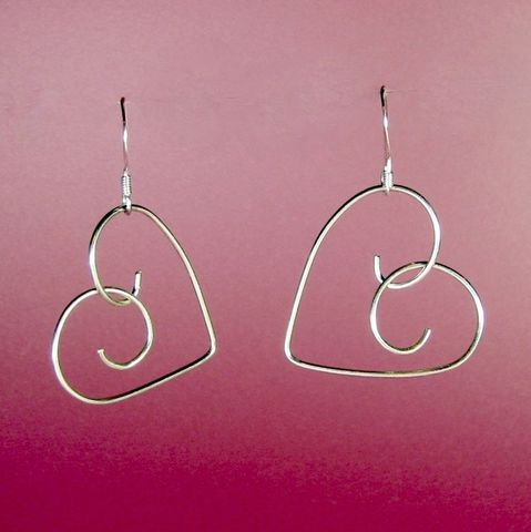 .925,Sterling,Silver,Handformed,Wire,Heart,Earrings,heart, sterling silver, .925, sterling silver wire heart,  handcrafted, handmade, artisan jewelry, earrings, pierced