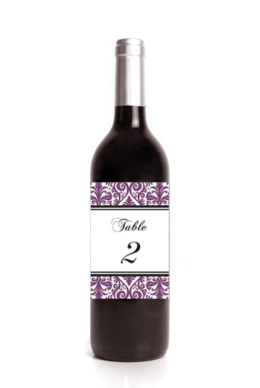 Damask Table Number Wine Label Stickers - product images  of 