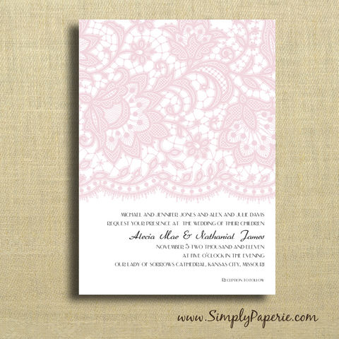 Vintage,Lace,Wedding,Invitations,Wedding Invitation, rsvp, lace, classic, elegant, formal, vintage, light pink, black, custom, personalized, grey, teal, light purple