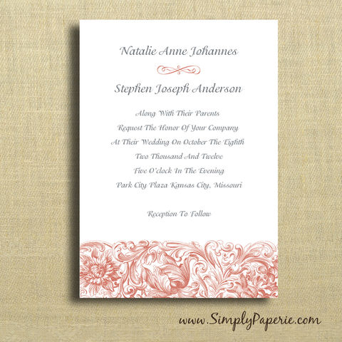Vintage,Scrolls,Wedding,Invitations,Wedding Invitation, rsvp, scroll, classic, elegant, formal, vintage, victorian, tangerine, custom