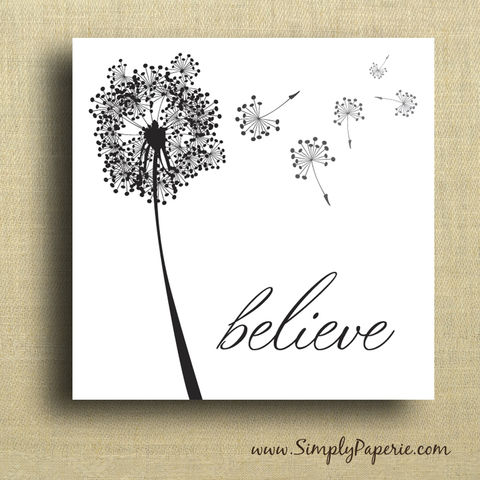 Statement,Dandelion,Stickers,Sticker, square, 2x2, dandelion, flower, floral, black, white, believe, bold, classy, modern