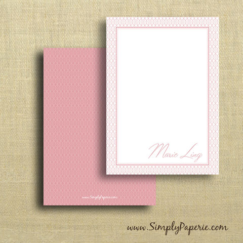 Pink,Diamonds,Personalized,Notecards,pink, girl, femenine, women, female, personalized, notecard, flat card, 5x7, a7, diamond, criss cross