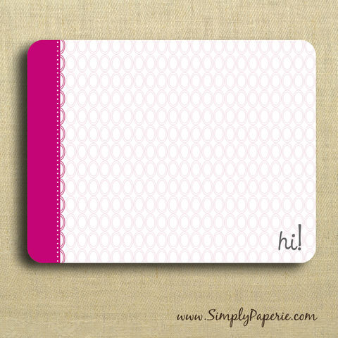 Hi!,Pink,Greeting,Notecards,Paper Goods, Cards, Blank, bright pink, notecard, note, card, geometric, circles, polka dot, hi ,flat, thank you, message, The Artisan Group, ink, envelope