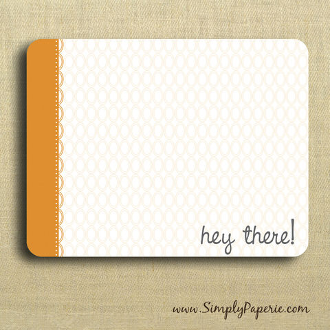 Hey,There!,Orange,Greeting,Notecards,Paper Goods, Cards, Blank, bright, notecard, note, card, geometric, circles, polka dot, flat, orange, tangerine, hey there, thank you, fun, The Artisan Group, ink, envelope
