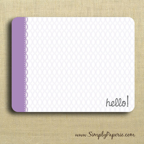 Hello!,Purple,Greeting,Notecards,Paper Goods ,Cards, Blank, bright, notecard, note, card, geometric, circles, polka dot, flat, purple, hello, lavender, lilac, The Artisan Group, envelope, ink