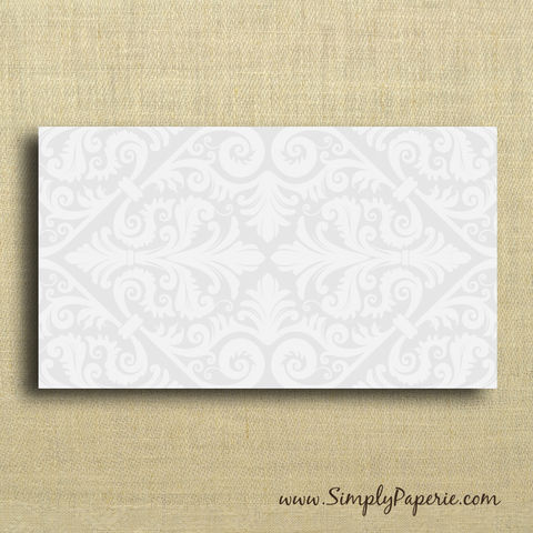 Mini,Card,-,Silver,Damask,Paper Goods, Cards, Blank, notecard, gift card, blank, holiday card set, christmas, The Artisan Group, mini card, small, silver, damask, grey, elegant, wedding, note card