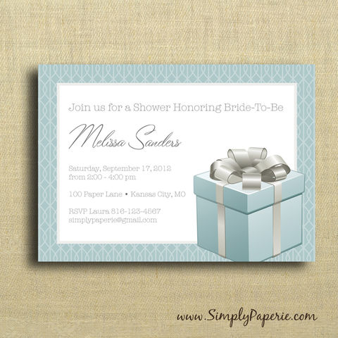 Gift,Box,Shower,Invitation, Wedding, Shower, Bridal, Tiffany's, teal box, gift, present, Tiffany blue, ring box, celebration, party, bride