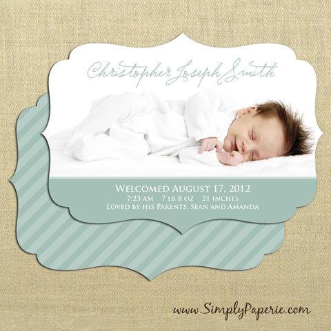 Elegant,Frame,Birth,Announcements,Baby, birth announcement, card, photograph, photo card, custom, personalized, announcement, 5 x 7, fancy frame, scallop edge