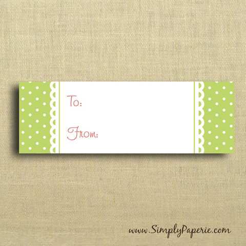 Green,Polka,Dot,Gift,Tags,Gift Tag, label, Sticker, to, from, pink, green, polka dot, femenine, girlie, bright, garden party