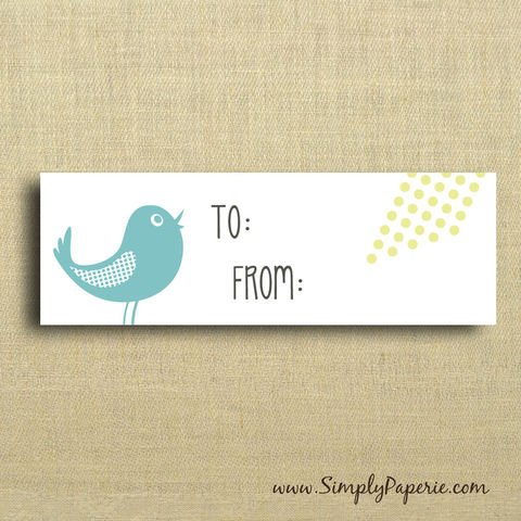 Aqua,Bird,and,Polka,Dots,Gift,Tags,Gift Tag, label, Sticker, to, from, yellow, aqua, citron, teal, bird, birdie, modern, bright, polka dot, graphic prints