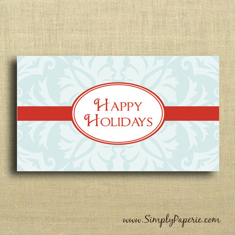 Mini,Card,-,Happy,Holidays,(Red,and,Blue), Christmas, Card, cheerful, notecard, red, happy_holidays, gift_card, blank, holiday_card_set, christmas, The_Artisan_Group, mini_card, small, teal, blue, note_card