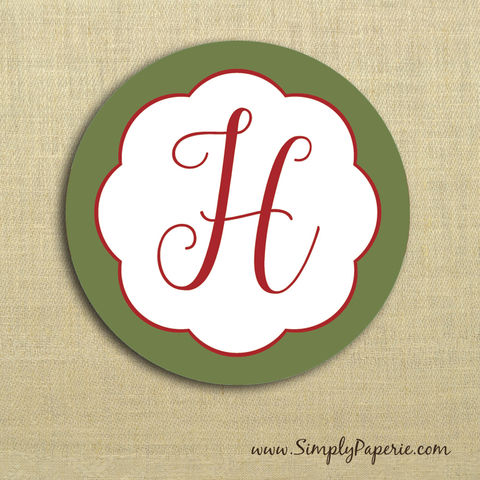 Holiday,in,Bloom,Gift,Tag,Stickers,Gift Tag, label, Sticker, to, from, red, green, holiday, bloom, blossom, floral, flower, custom, monogram,family, name, olive, crimson, alpha chi omega, 2 sticker, round, circle