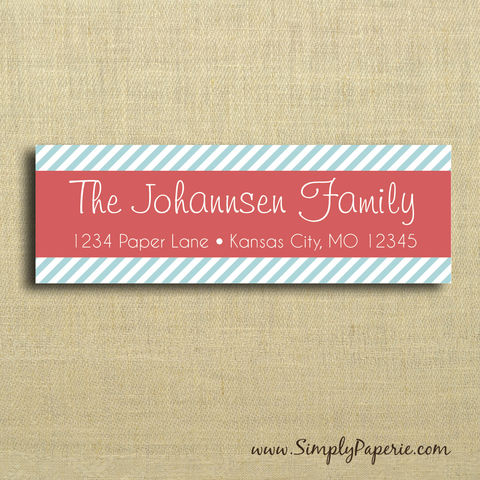 Modern,Striped,Return,Address,Labels,Address Label, Return address sticker, label, Sticker, address, teal, aqua, pink, coral, red, holiday, diagonal, stripe, banner, personalization, pattern, bold, modern
