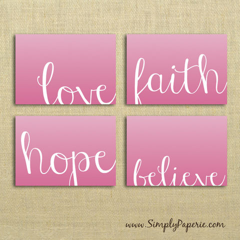 Keep,the,Faith,Notecard,Set,Paper Goods, Cards, Blank, pink, faith, hope, believe, love, keep the faith, breast cancer, notecard, note, card, 4 bar, 5 x 3.5, foldover card, thank you, The Artisan Group