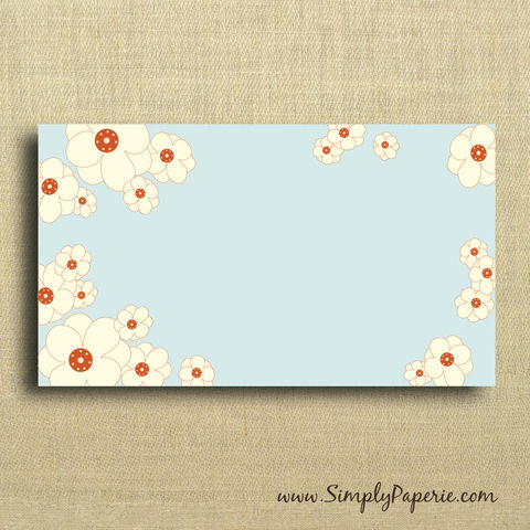 Poppy,Mini,Card,(Red,and,Blue), cheerful, notecard, poppy, flower, aqua, light blue, orange, tangerine, mini card, small, business card, gift card, blank, The Artisan Group, message, gift tag, 3.5 x 2 inches