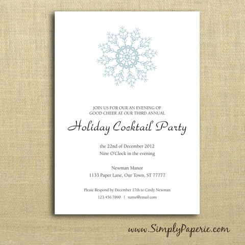 Snowflake,Party,Invitations,winter, holiday party, invitation, party, snowflake, grey, blue, aqua, teal, classic, cocktail party, modern, trendy, 5 x 7, elegant, style