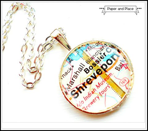 Map,Necklace,Shreveport,Louisiana,Jewelry,shreveport,louisiana,trip,travel_map,destination,bride,hometown,home,geography,atlas,map_necklace,map,world,Array