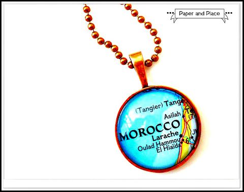 Copper,Morocco,Map,Necklace,Includes,Chain,morocco, moroccan, morocco map, Jewelry,map,recycle,anniversary,wedding,wife,vacation,necklace,map_necklace,copper,unique,modern,travel,pendant,bezel,glass,chain
