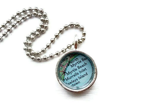 Small,Myrtle,Beach,Murrells,Inlet,Map,Pendant,Jewelry,atlas,map,travel,journey,honeymoon,petite,tiny,map_pendant,custom_map_necklace,map_necklace,tiny_map,myrtle_beach,murrells_inlet,necklace