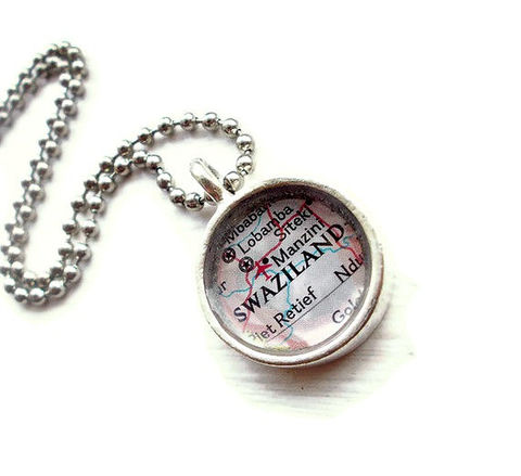 Swaziland,Map,Pendant,Necklace,Tiny,Jewelry,atlas,map,journey,honeymoon,petite,map_pendant,custom_map_necklace,map_necklace,tiny_map,swaziland,africa_map,manzini_map,missionary,necklace