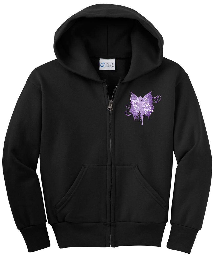 Fairy Embroidered Zip Hoodie - Polkadot Orchid Embroidery