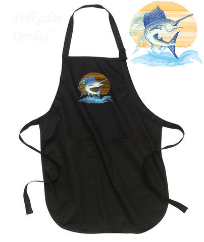Embroidered,Sailfish,Apron,sailfish, embroidered, apron, nautical, fish, fishing