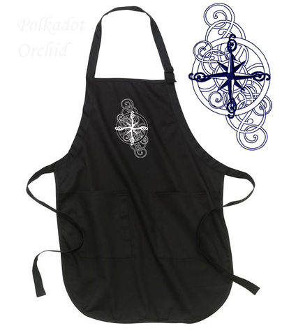 Compass,Rose,Apron,apron, embroidered, nautical, compass rose