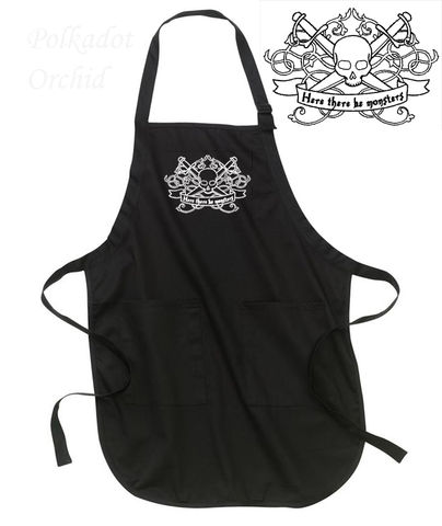 Embroidered,Apron,with,Nautical,Pirate,Message,embroidered, apron, nautical, pirate, black