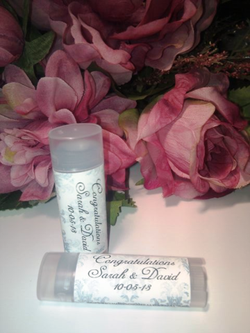 Personalized,Wedding,(or,Shower),Blue,Damask,Lip,Balm,custom, personalized, wedding shower, gift, wedding