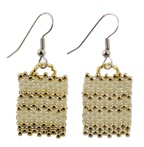 24,kt,Gold,Morning,Squares,handmade, charm, peyote, beaded, rainbow earrings, red square, blue earrings, turquoise jewelry, sunset jewelry, beaded earrings, boho, geometric fashion, modern, hotgirlsbead, beaded jewelry, artisan jewelry, chic