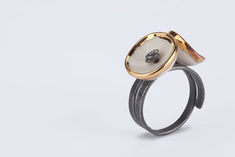 Dome,Ring,ring, porcelain ring, silver ring, oxidised ring, ceramic ring, dome ring, handmade jewellery, gold jewellery