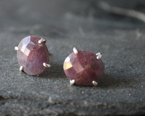 AAA,Crimson,sapphire,post,earrings, crimson, posts, sterling silver, earrings, villain accessories