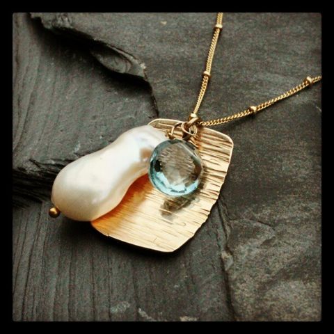 Pradesh,necklace, topaz, blue, gold fill