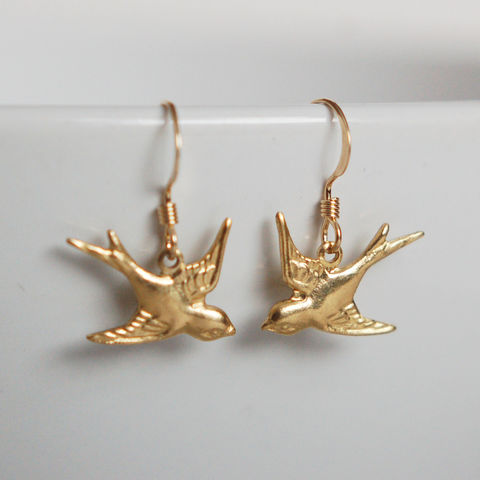 Gold,Simplicity,Bird,Earrings