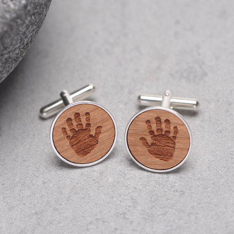 Personalised,Wooden,Handprint,Cufflinks