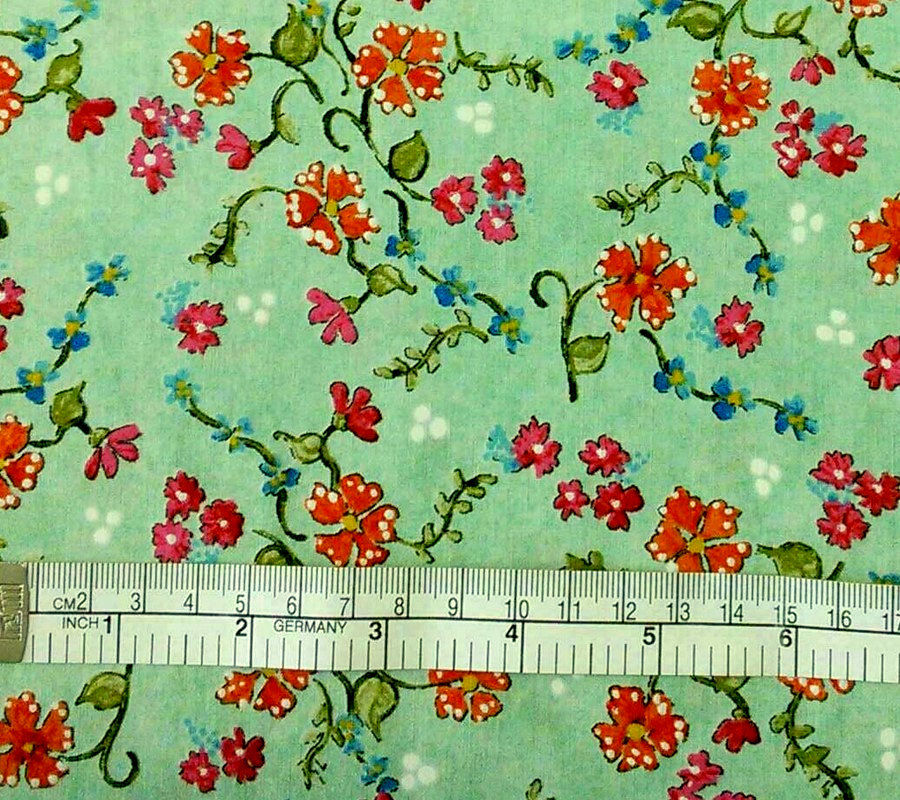 Cotton Quilt Fabric Paris Panache Floral Vines Light Green Pearl Krush