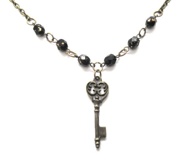 Victorian Brass Key Necklace Vamps Jewelry Gothic Victorian Jewelry