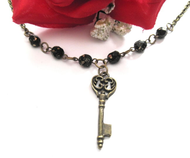 Victorian Brass Key Necklace Vamps Jewelry Gothic Victorian Jewelry