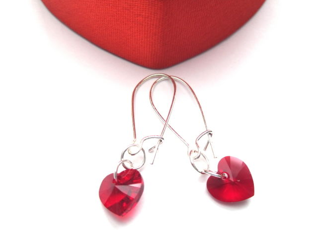 Red Swarovski Crystal Heart Dangle Earrings Vamps Jewelry Gothic Red Swarovski Crystal Heart Dangle Earrings Product Images Of