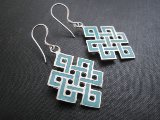 Endless Knot Turquoise Dangle Earrings Vamps Jewelry Gothic Endless Knot Turquoise Dangle Earrings Vamps Jewelry Gothic Victorian