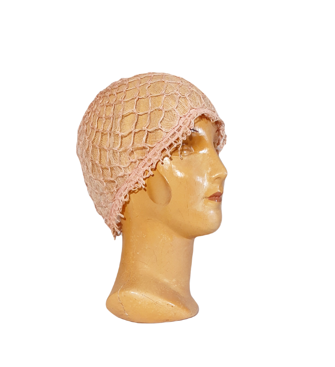 Antique 1920s Pink Net and Lace Boudoir Cap
