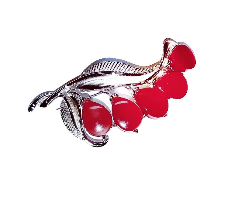 1950s Red Moon Glow Brooch Pin