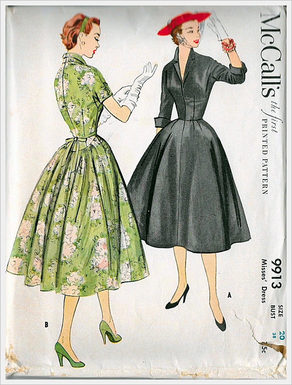 50s vintage nipped waist McCalls dress pattern