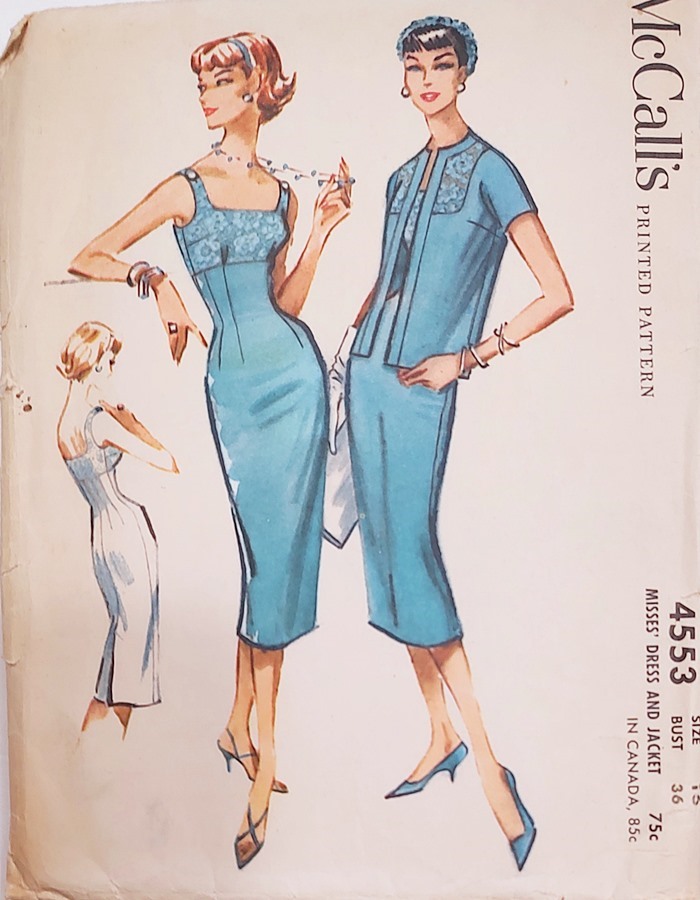 1950s vintage slim sheath wiggle dress pattern McCalls
