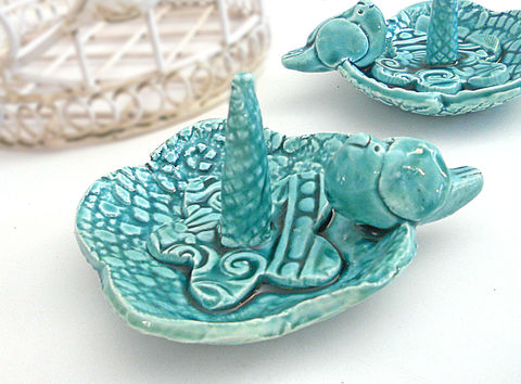 Ring,Dish,Bird,Bowl,Holder,Ceramic,Pottery,Ceramics_And_Pottery,ring_bowl,ceramic_ring_bowl,ceramic_bowl,ring_dish,bird_bowl,ceramic_bird_bowl,wedding_favor,party_favor,tuquoise_blue,clay,glaze