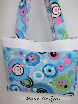 Retro,Circled,Tote,Bag,Retro Circles, Blue, Pink, Green Circles Tote Bag, Funky Retro Tote