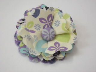 Lavender,,Turquoise,,and,Yellow,Fabric,Flower,Pin,lower accessory, jewelry pin, fabric flower